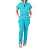 Women's Loose And Comfortable V-neck Short Sleeved Workwear With Multiple Pockets Suit Set