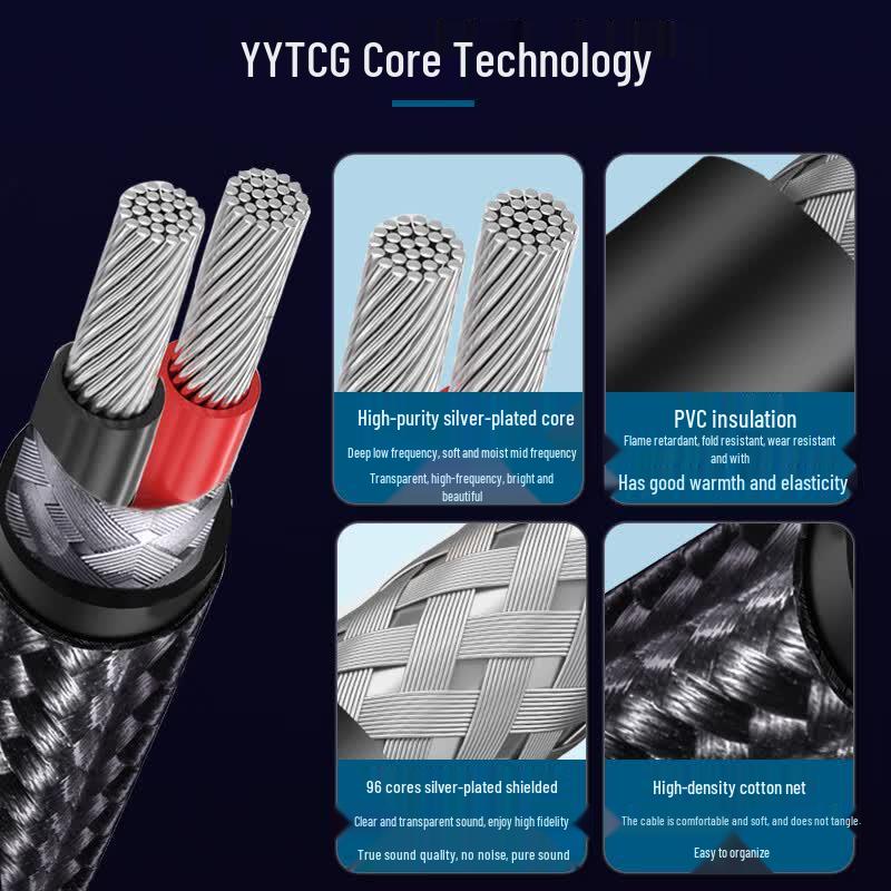 YYTCG Silver-Plated 4.4mm Balanced Audiophile Audio Cable