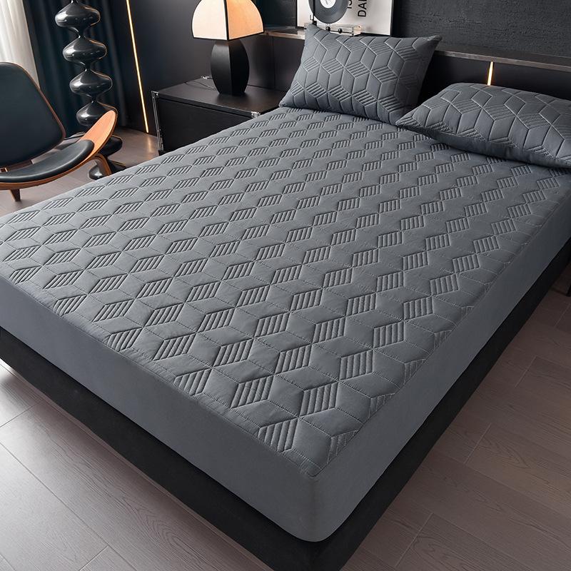 1 шт. Водонепроницаемый чехол-протектор для матраса однотонный стеганый с геометрическим узором, из утолщенной прочной ткани для дома и общежития, гладкая текстура