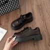 Black with Skirt Platform British Style Small Leather Shoes Women's Summer 2025 New Lace-up Thick Heel Round Head Mary Jane Shoes