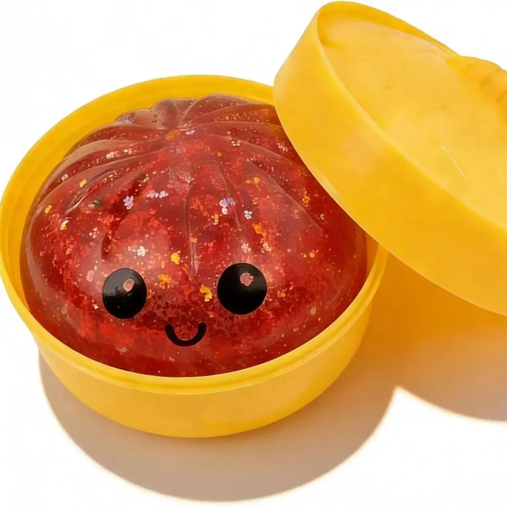 Гигантская блестящая пельмешка Squishy, Мега радужные пельмешки, Милая игрушка-антистресс с коробкой-пароваркой, Мягкое тесто для сжатия и снятия стресса для взрослых