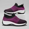 Women's Casual Mesh Sneakers Mountaineering Outdoor Anti Slip Slope Heel Lightweight Hiking Breathable Socks Shoes 2024 New
