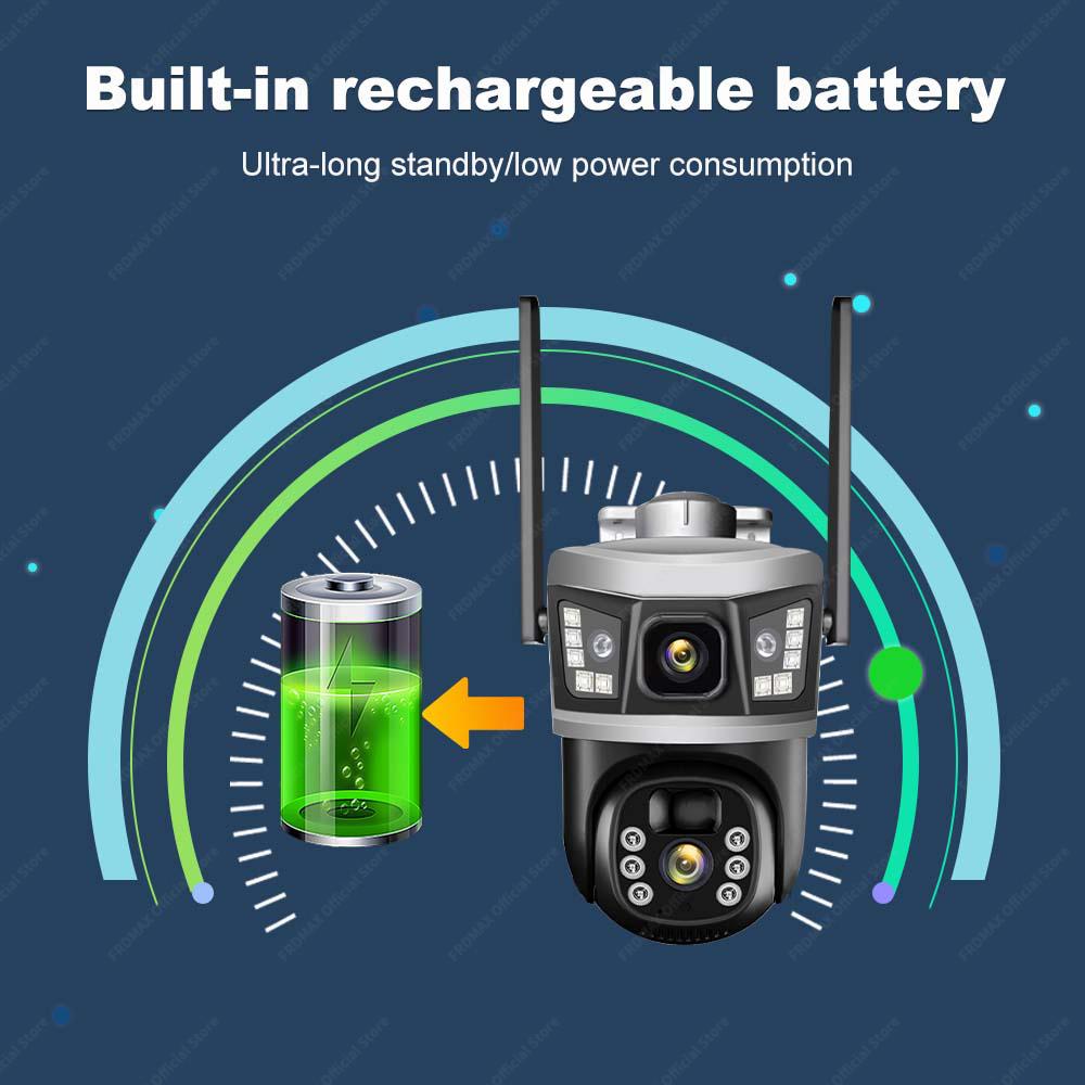 12MP 6K WiFi Solar Outdoor Wireless Lens Dual Screen PTZ Security Camera Auto Tracking Smart CCTV Video Surveillance