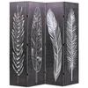 Room Divider - vidaXL - Foldable 160x170 Cm - Feathers Black and White - Solid Wood - Interior