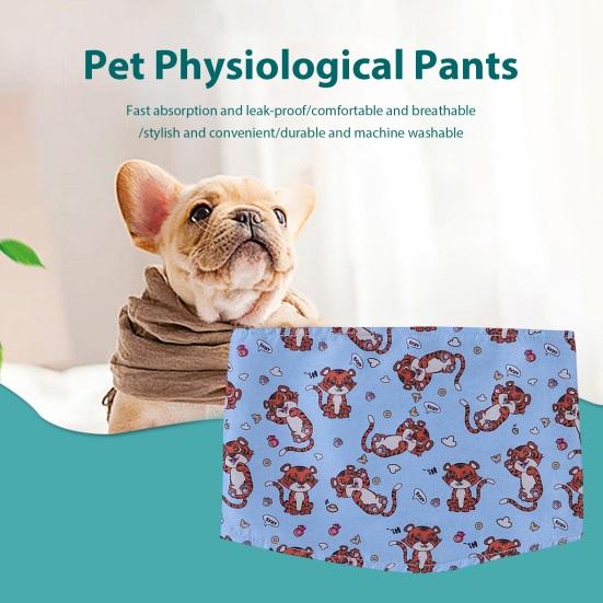 Pet Physiological Pants Adjustable Leakproof Male Dog Belly Band Diapers Breathable Fast Absorption Cartoon Pattern Machine Washable Sanitary Pants