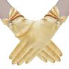 White Satin Wedding Dress Gloves Short Elegant Petal Pearl Bow Mesh Bridal Gloves Versatile Photo Accessories Pearl Retro