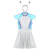 Womens Space Alien Costume Cap Sleeve Cutie Design Outer Space Theme Dress and Hair Hoop