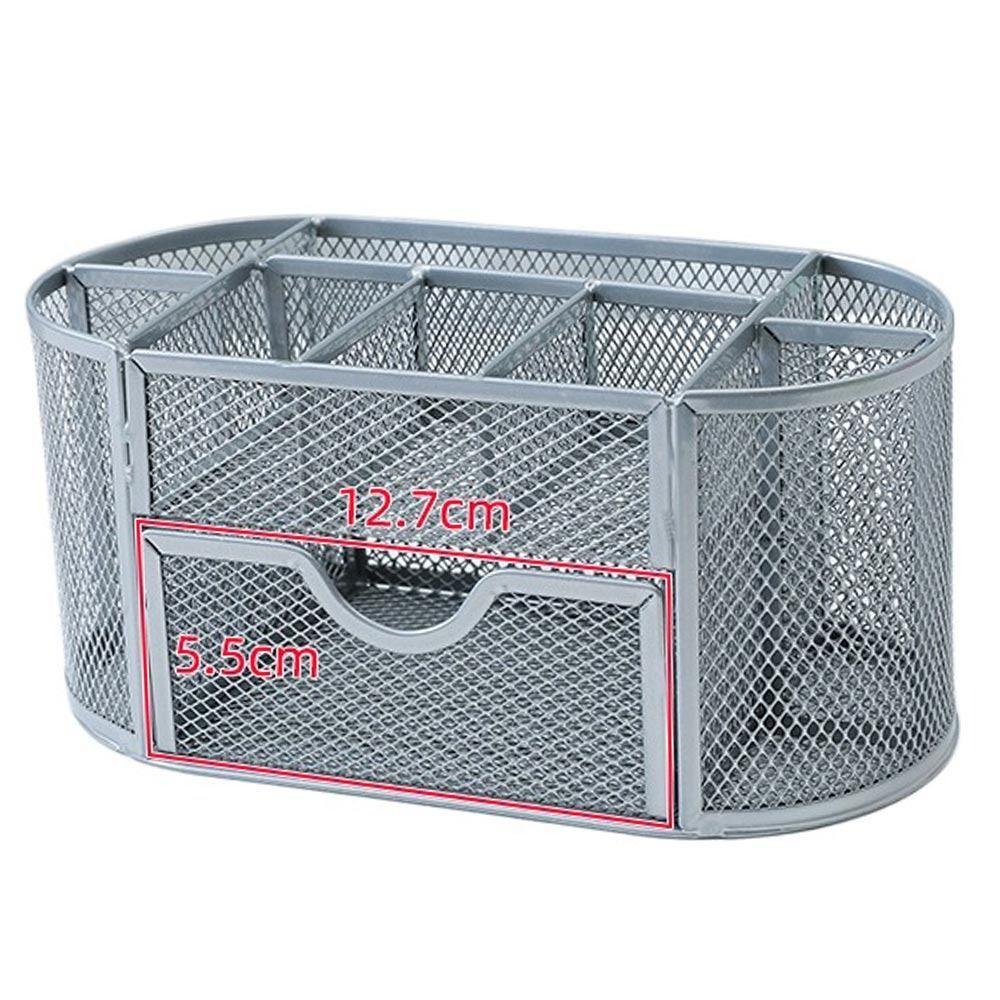 Высокое Качество С Ящиком Коробка для Хранения Настольный Органайзер Контейнер для Канцелярских Принадлежностей Металлическая Сетка Подставка для Ручек