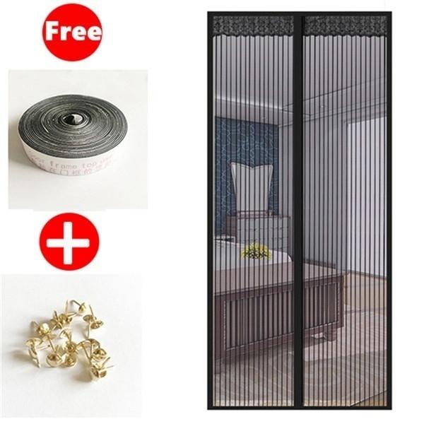 Летняя сетчатая дверная сетка против насекомых, мух, комаров, занавеска на дверь, спальня, кухня, дверной экран, мягкая занавеска на липучке