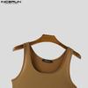 INCERUN Men Sleeveless Solid Color Thin Semi-Sheer Bodysuits Jumpsuits Short Rompers Underwear