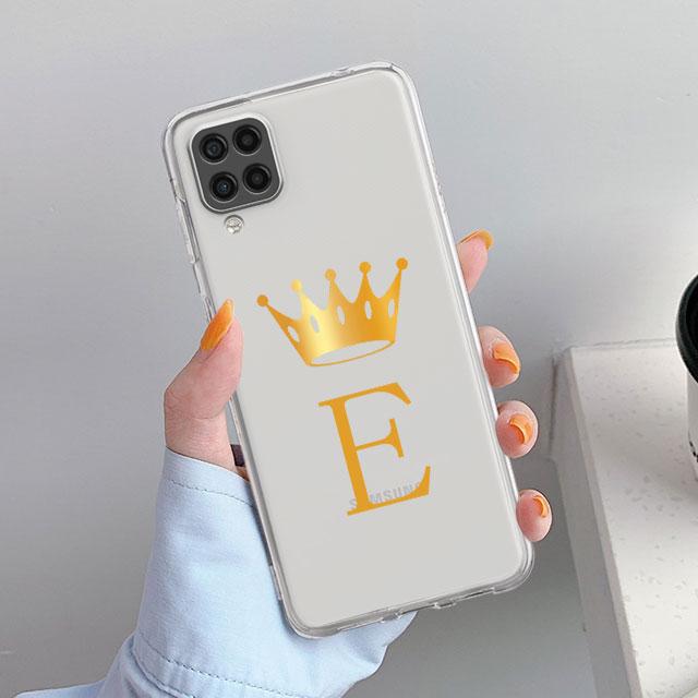 Чехол для Samsung Galaxy A52 A12 A51 A71 A32 A21s A22 A53 A23 A13 A03 A02 A41 A33 A11 A72 A73 Phone Cove Crown Letters ABC
