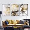Watercolor Realism Abstract Wall Art Canvas Golden Color Posters Minimalist Painting Modular Pictures for Living Room Home Decor