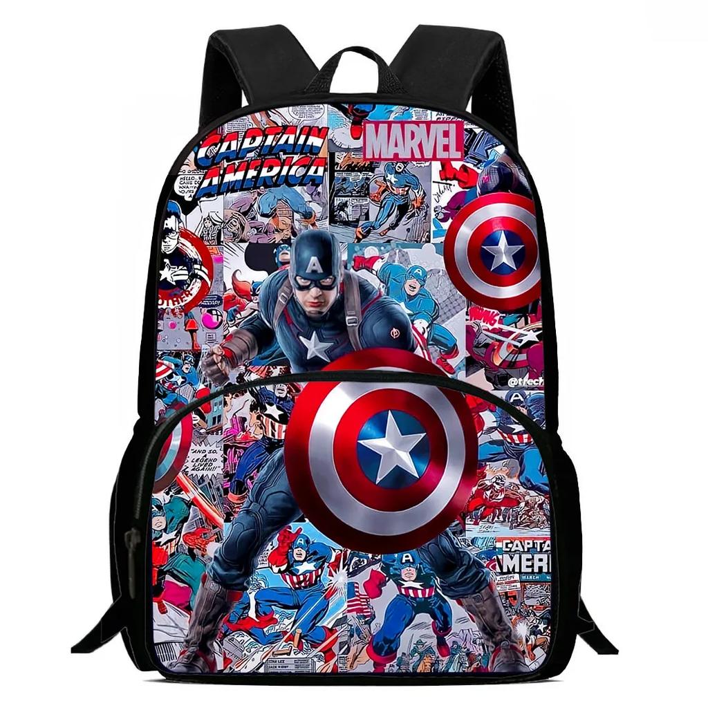 Школьный рюкзак Marvel для детей с передним карманом, Мультяшные школьные сумки Marvel для мальчиков и девочек, Прочный детский рюкзак для ученика