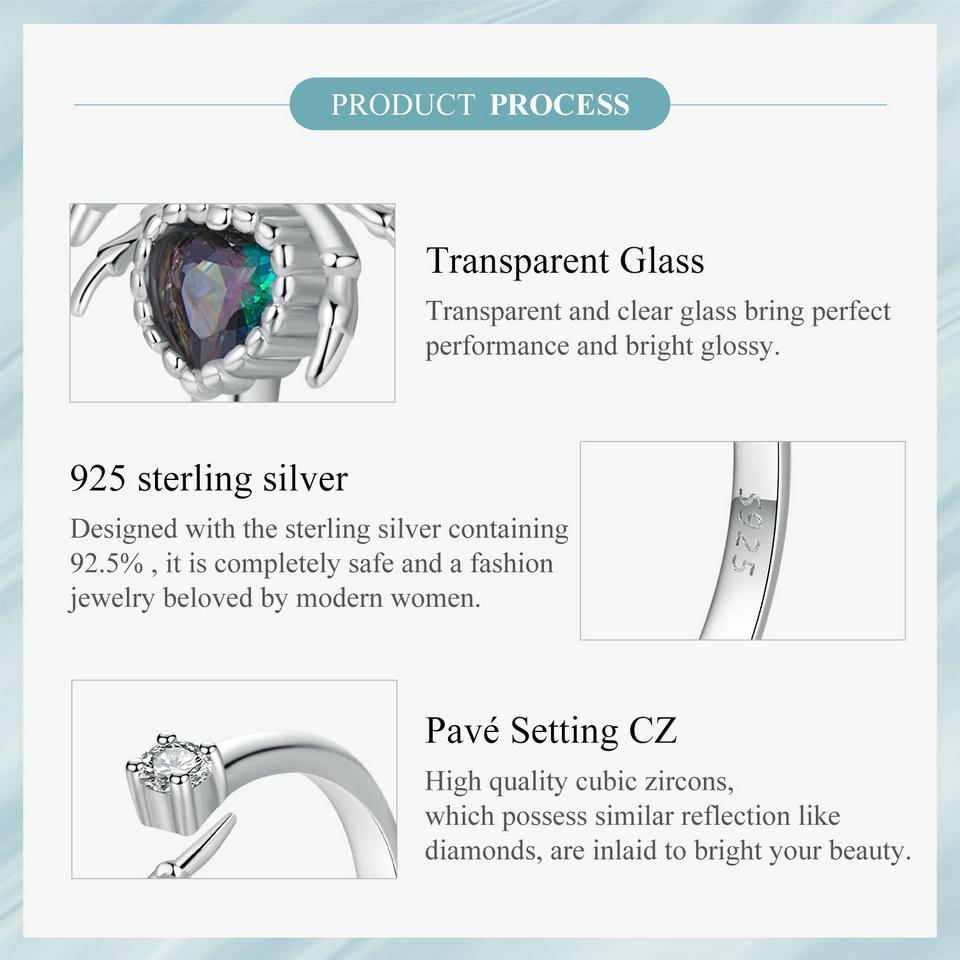 BAMOER 925 стерлингового серебра Хэллоуин Spide открывающееся кольцо для женщин ювелирные изделия винтажное нежное гипоаллергенное кольцо подарок