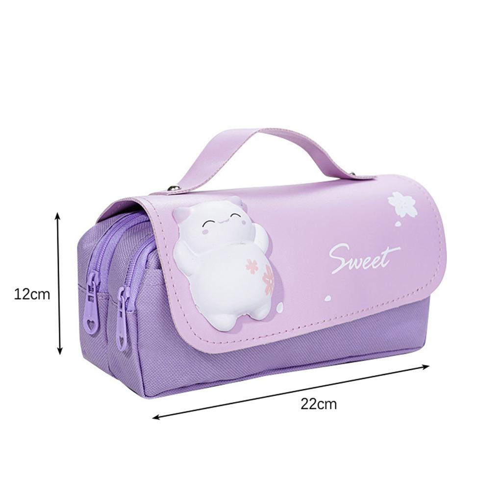 Cute Cat Large Capacity Stress Relieving Pencil Case Big Pencil Box Portable Bag