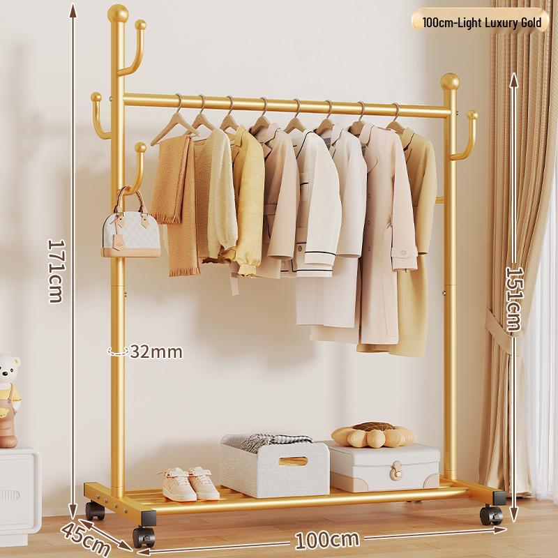 Mobile Floor-Standing Clothes Rack for Bedroom, Balcony, and Dorm – Indoor Hanging and Drying Solution.