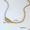 Fenny 18K PVD Plated No Fade Fashion Oval Texture Pendant Two Tone Box Chain Stainless Steel Necklace for Women