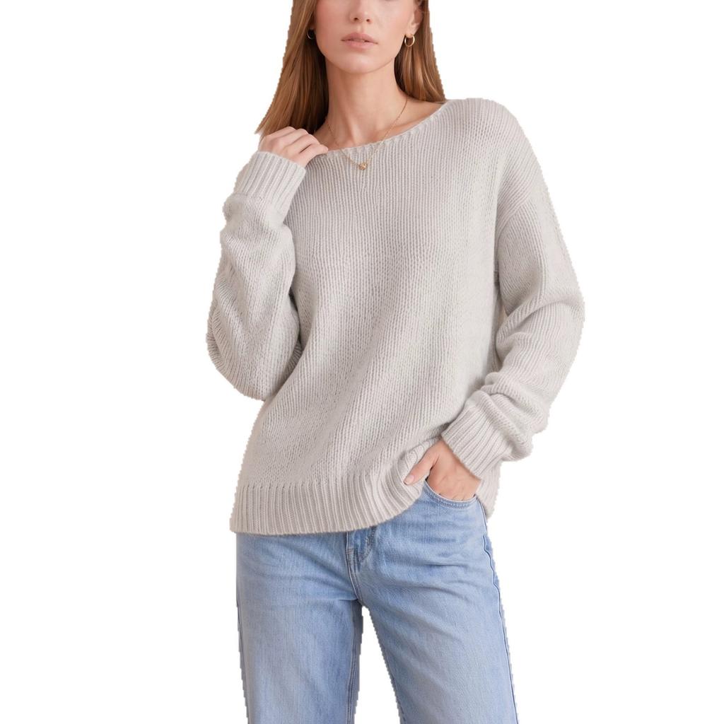 Basic Solid Color Crew Neck Knitted Sweater Loose Long Sleeve Knitted Top Casual Knitted Women's Pullover