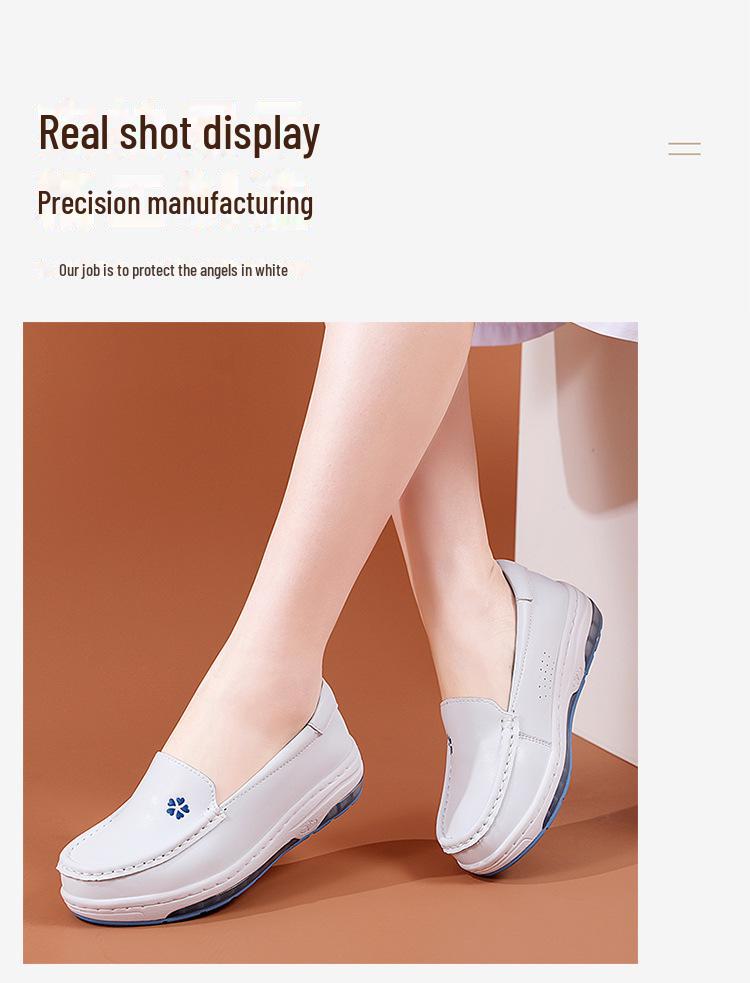 Женские летние нескользящие туфли для медсестер: Удобная, дышащая, мягкая и на плоской подошве медицинская обувь из натуральной кожи