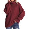 Women's Autumn/winter Twisted Floral Knitted Chunky Long-sleeved Solid Color Turtleneck Sweater