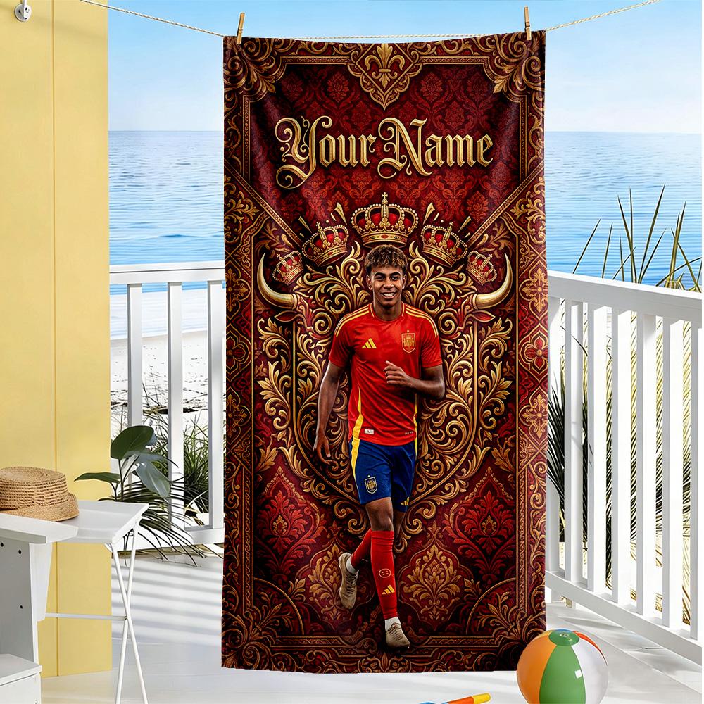 Lamin Yamal Customize Text Beach Towel Quickdry Soft Microfiber Portable For Swimmingbeachcamping Travel Beach Accessoriesgym