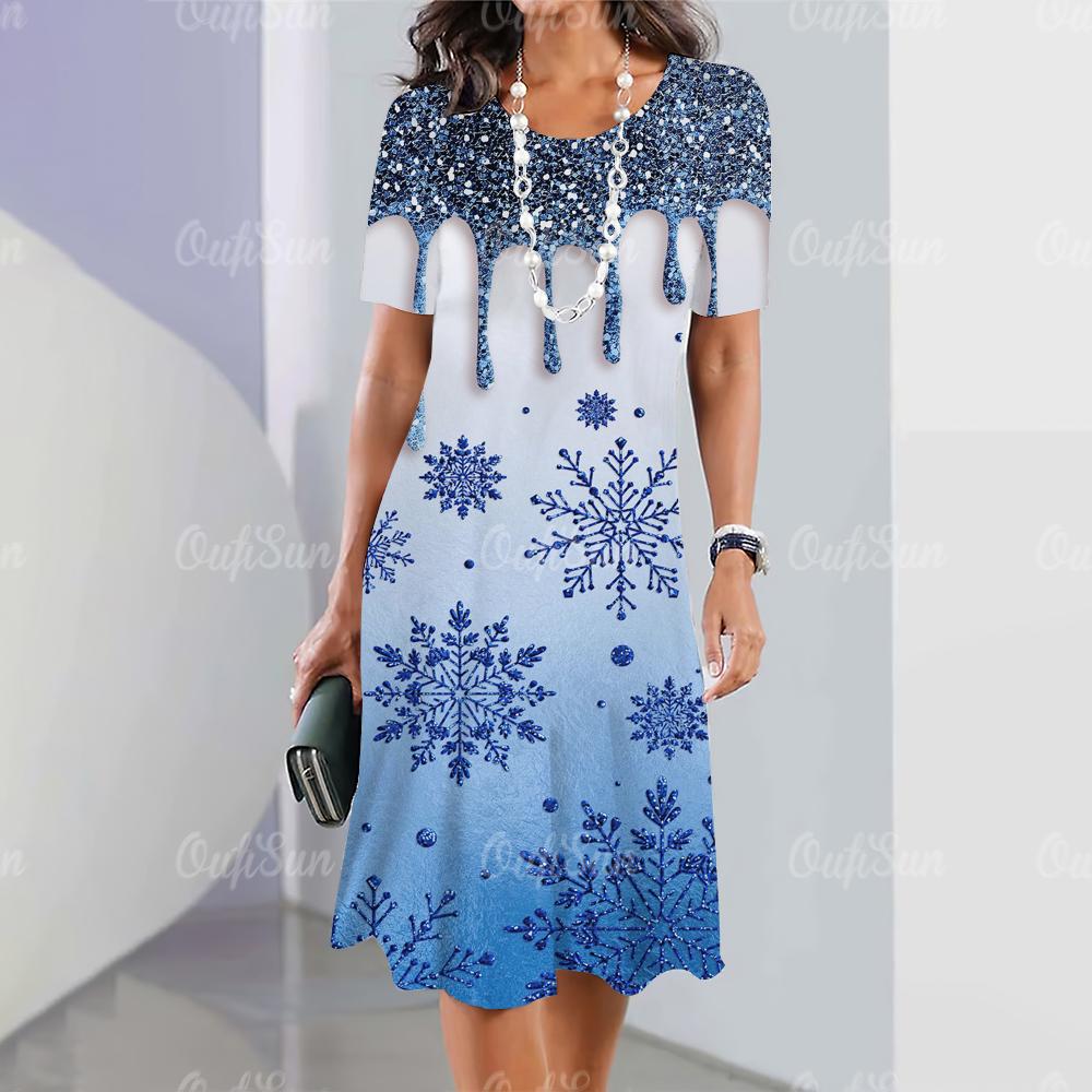 2025 New Women's Dresses Graphic  Print Elegant & Beautiful Midi Dresses Plus Size Female Summer One-piece Dress