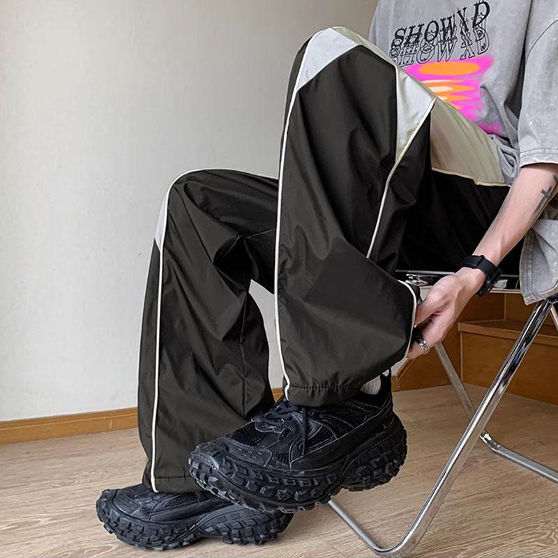 Мужская черная мешковатая одежда Y2K, брюки-карго, повседневные летние широкие брюки, полосатые спортивные штаны для бега, хип-хоп, мужская техническая одежда, одежда в корейском стиле