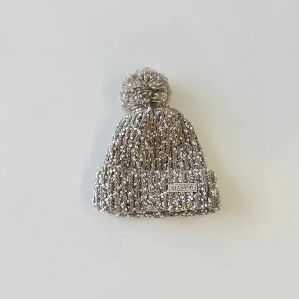 Шикарная теплая детская шапочка для мальчика и девочки, модная ретро вязаная шапка, пушистый шарик, осень-зима, теплая флисовая плюшевая детская вязаная шапочка