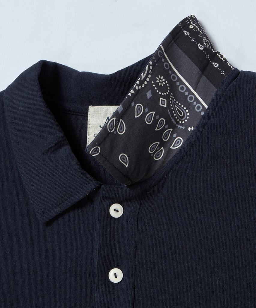 BEYOND CLOSET [Collection Line] Bandana Patch Detail Pique T-Shirt Navy