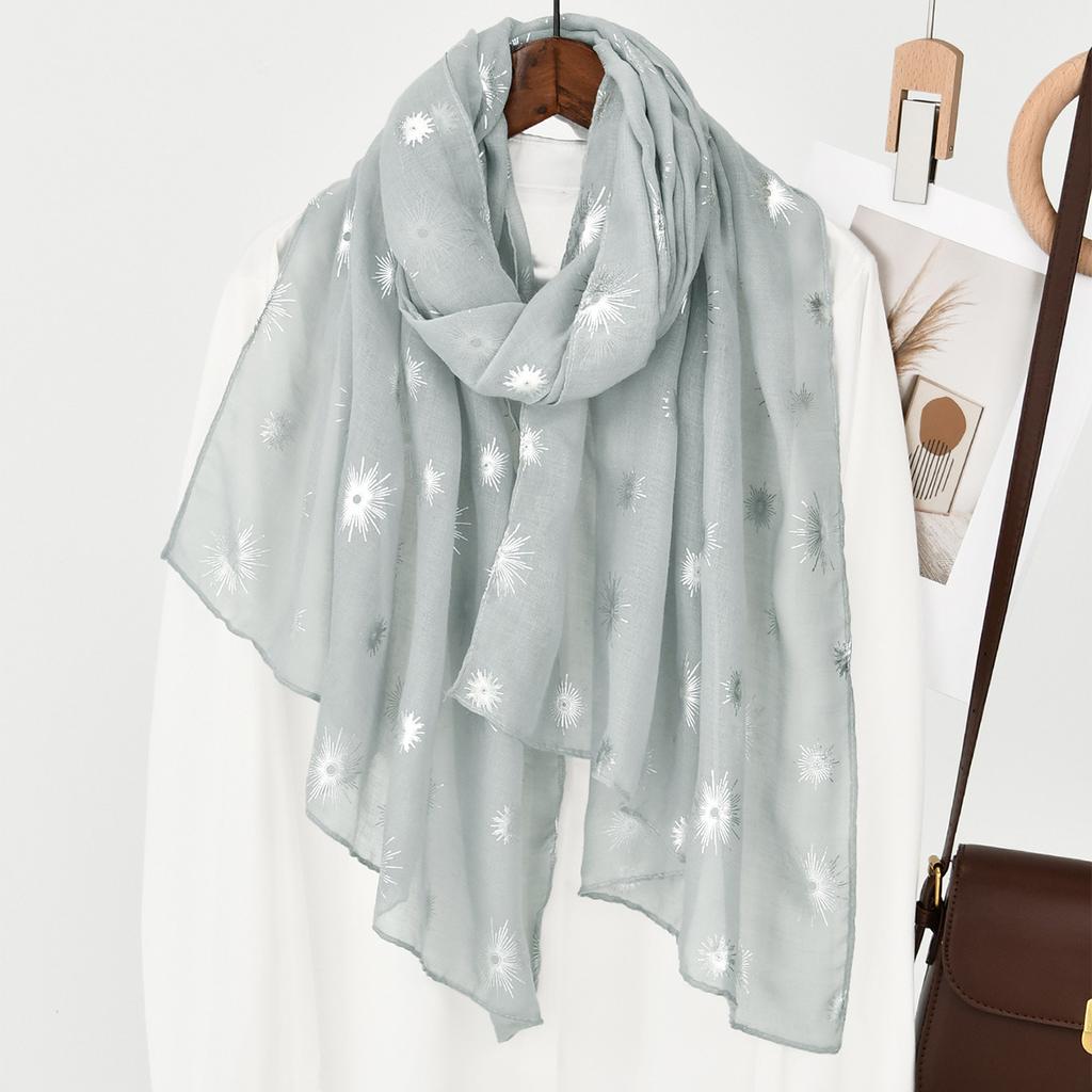 New Dandelion Silver Stainless Steamed Glitter Long Scarf Ins Style All-match Fashion Scarf Soft Breathable Shawl Headscarf