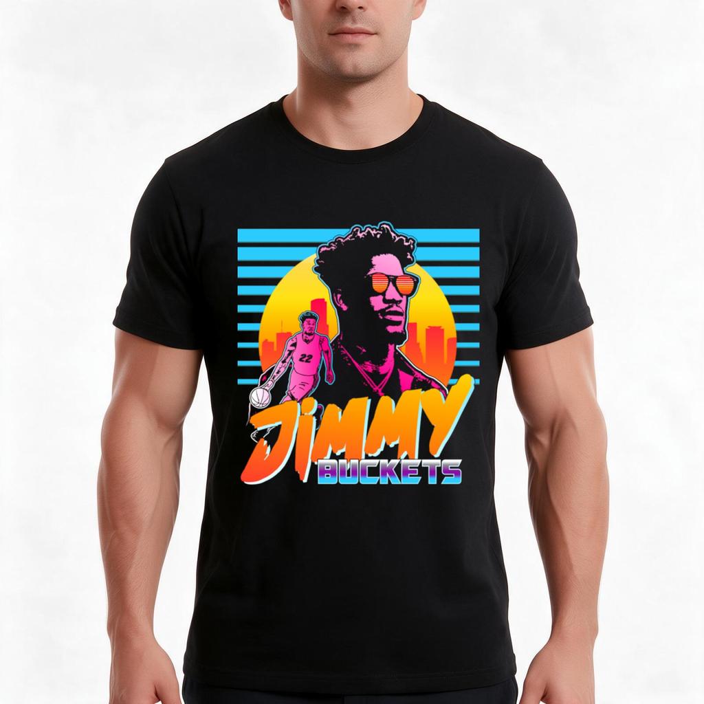 Jimmy Buckets Miami Outrun TShirt Summer Casual Cotton Tee Oversized Streetwear Tops Vintage Graphic Print Unisex Unisex Women
