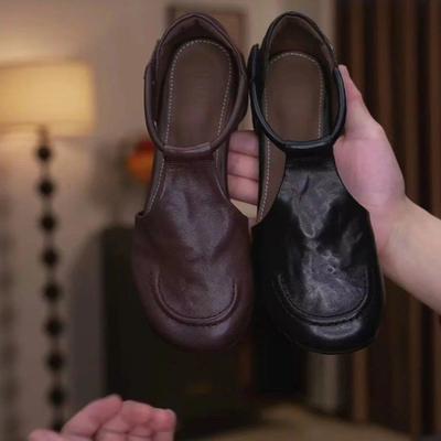 Модные темпераментные сандалии-баотоу летние сандалии на платформе и плоском каблуке в ретро-стиле с мягкой подошвой женские туфли ажурные сандалии