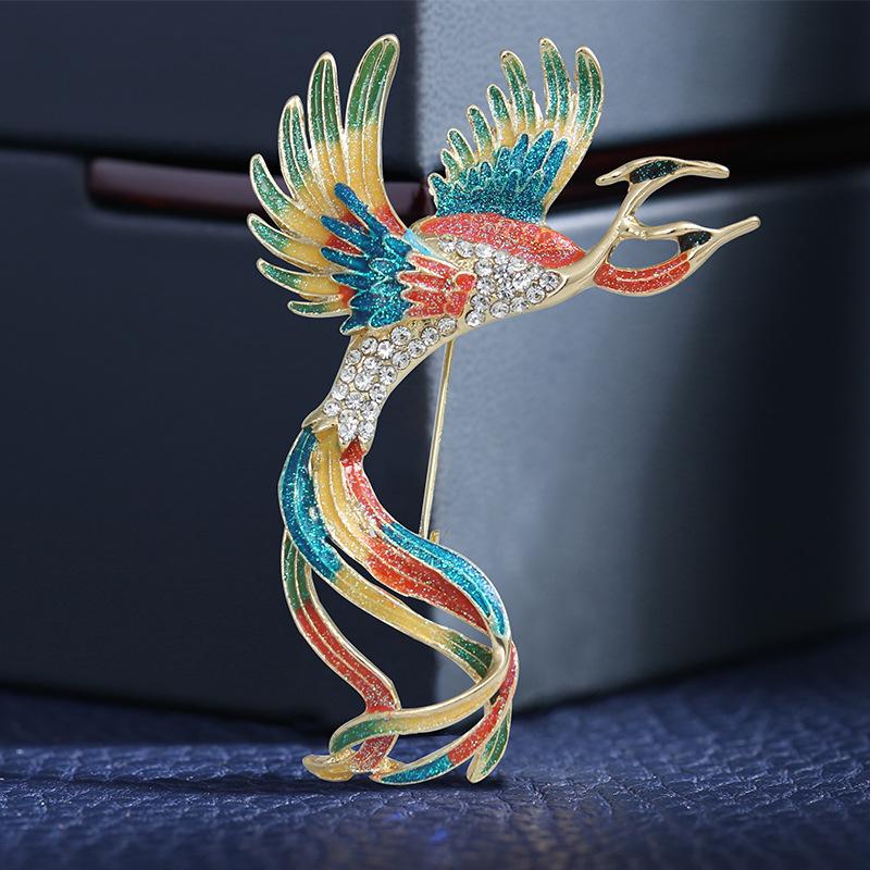 Brooch Female Chinese Style Phoenix Corsage High-end Anti-light Pin Buckle Suit Fixed Clothing Accessories Wholesale Collar Pin