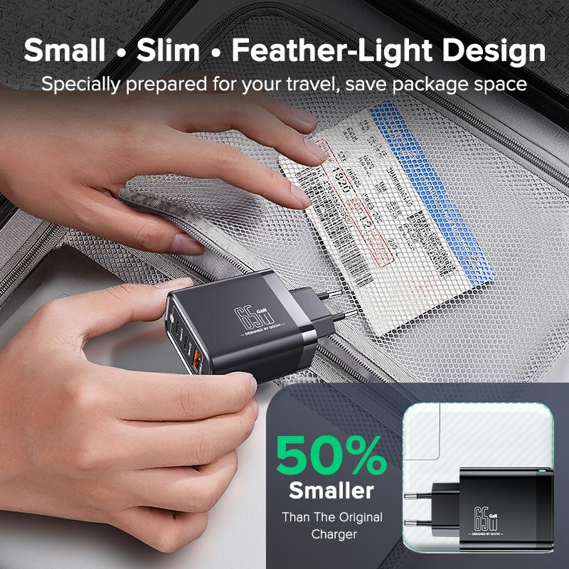 QOOVI Зарядное устройство GaN 65 Вт, USB Type C, быстрая зарядка, адаптер быстрой зарядки 4,0, зарядное устройство USB-C PD для Samsung Xiaomi Macbook iPhone ipad