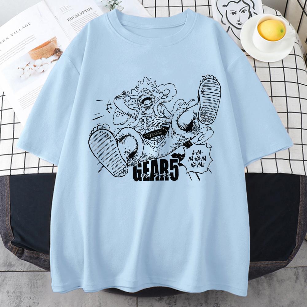 Футболка с героями мультфильмов «Luffy Joyboy Nika Gear 5», лето 2022, хлопковая футболка с японским принтом манги и аниме, топы унисекс в стиле Харадзюку, уличная одежда
