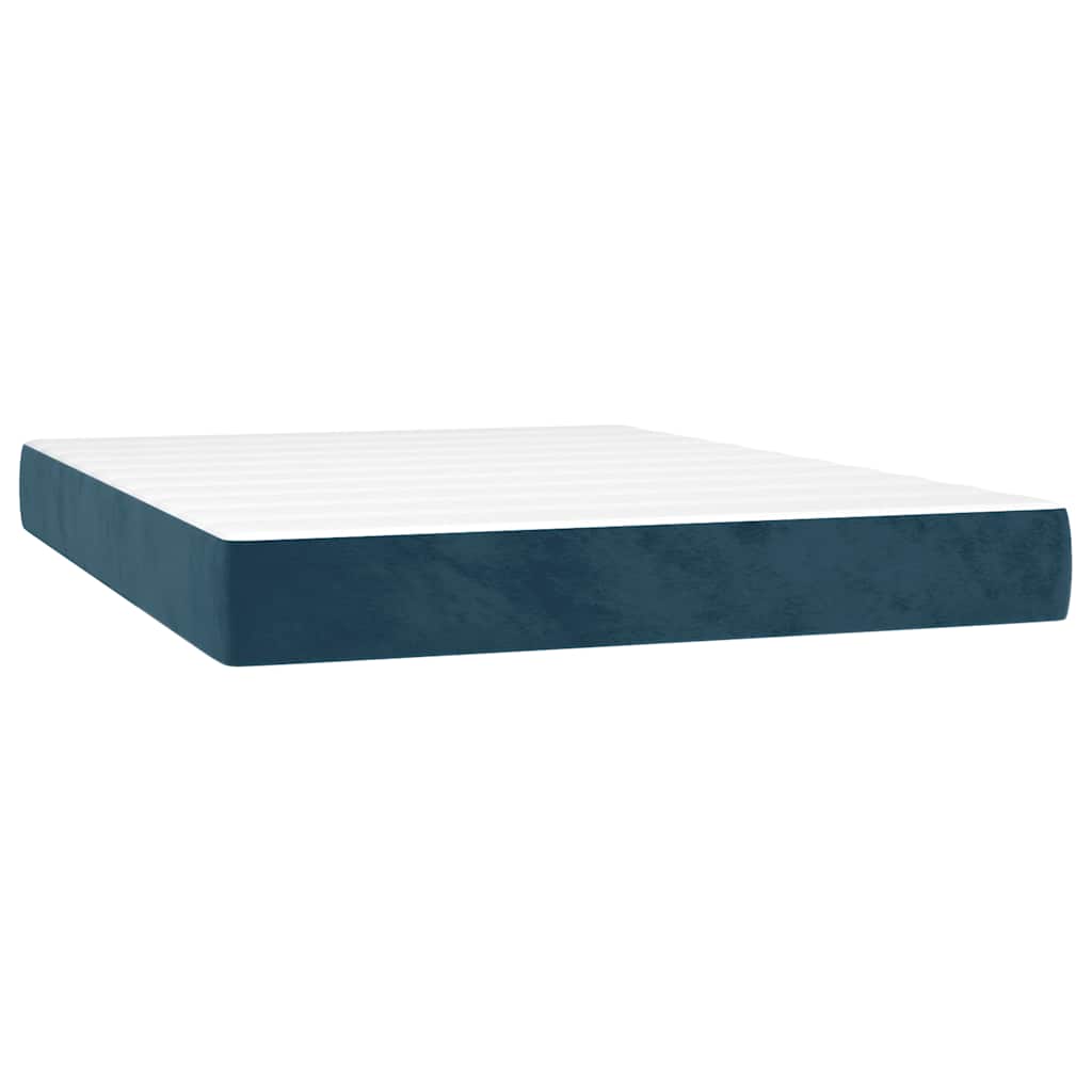 Box Spring Bed with Mattress Dark Blue 140 x 190 cm Velvet