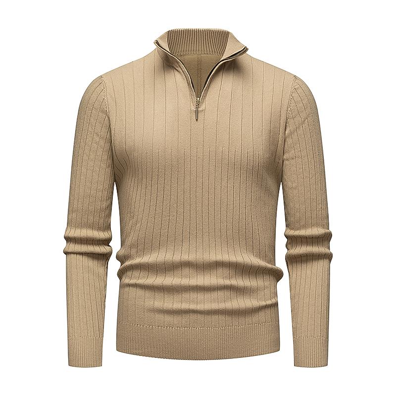 Мужские трикотажные свитера, повседневные, теплые, на молнии, с воротником-стойкой, вязаные свитера для мужчин