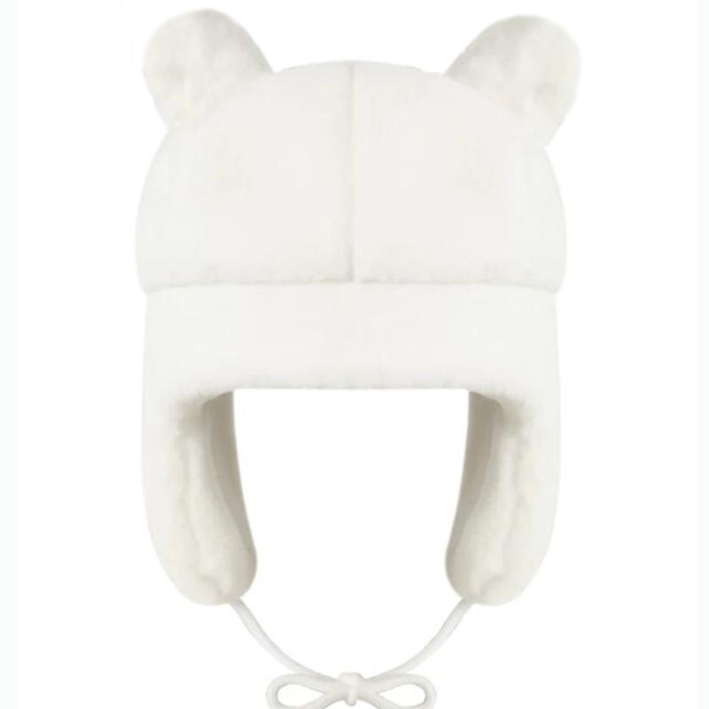 Зимняя теплая плюшевая шапка с изображением медведя белого коричневого цвета