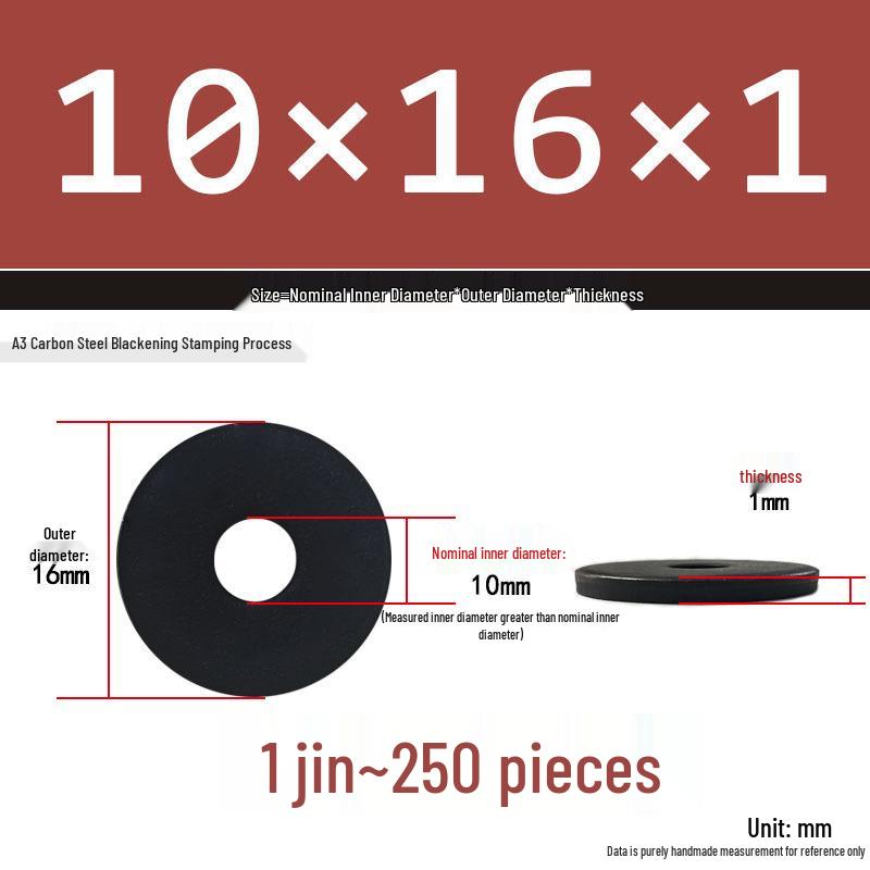 Black Oversized Thickened Round Metal Flat Washer Spacer for Home Use