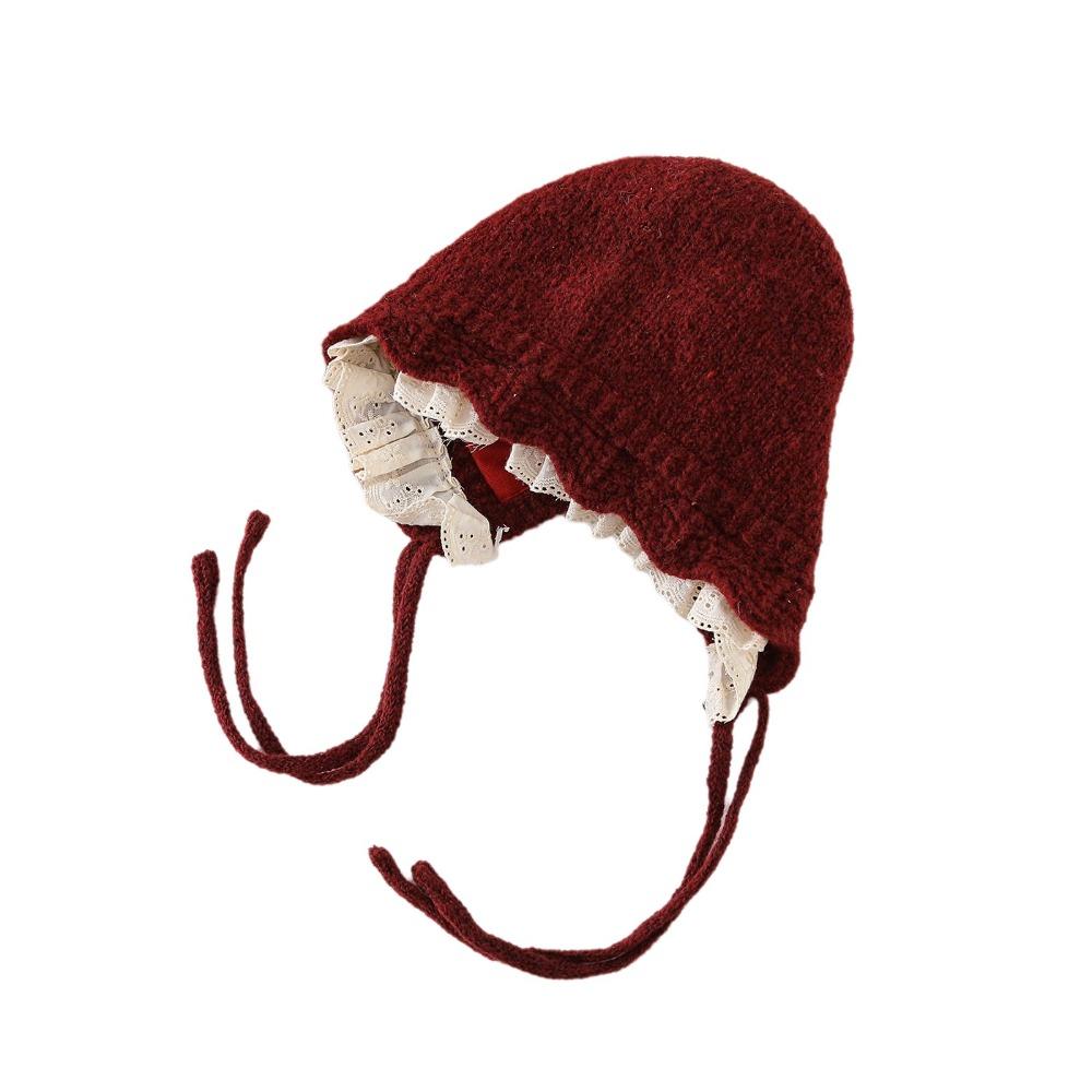 Windproof Kids Warm Hat Soft Knitted Lace Cap Exquisite Warmer Beanie Cap Kids