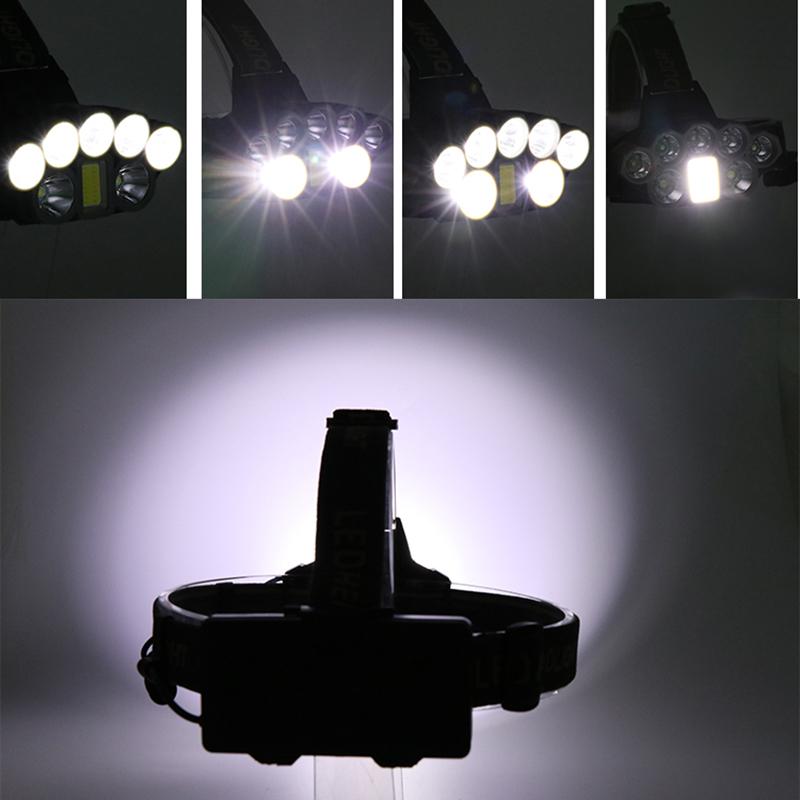 Мощные налобные фонари, светодиодные лампы, USB аккумуляторная батарея 18650, фонарик, водонепроницаемый 5000 люмен