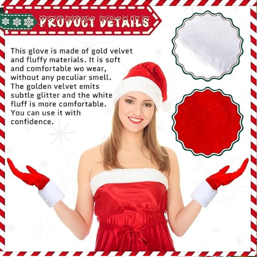 Короткие перчатки Деда Мороза Теплые плюшевые Рождественские перчатки Фестиваль Платье Вечеринка