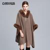 Autumn and Winter Women's Shawl Cape Hooded Jacket Cape Large Size Tweed Jacket Loose Cardigan Seven-point Sleeves