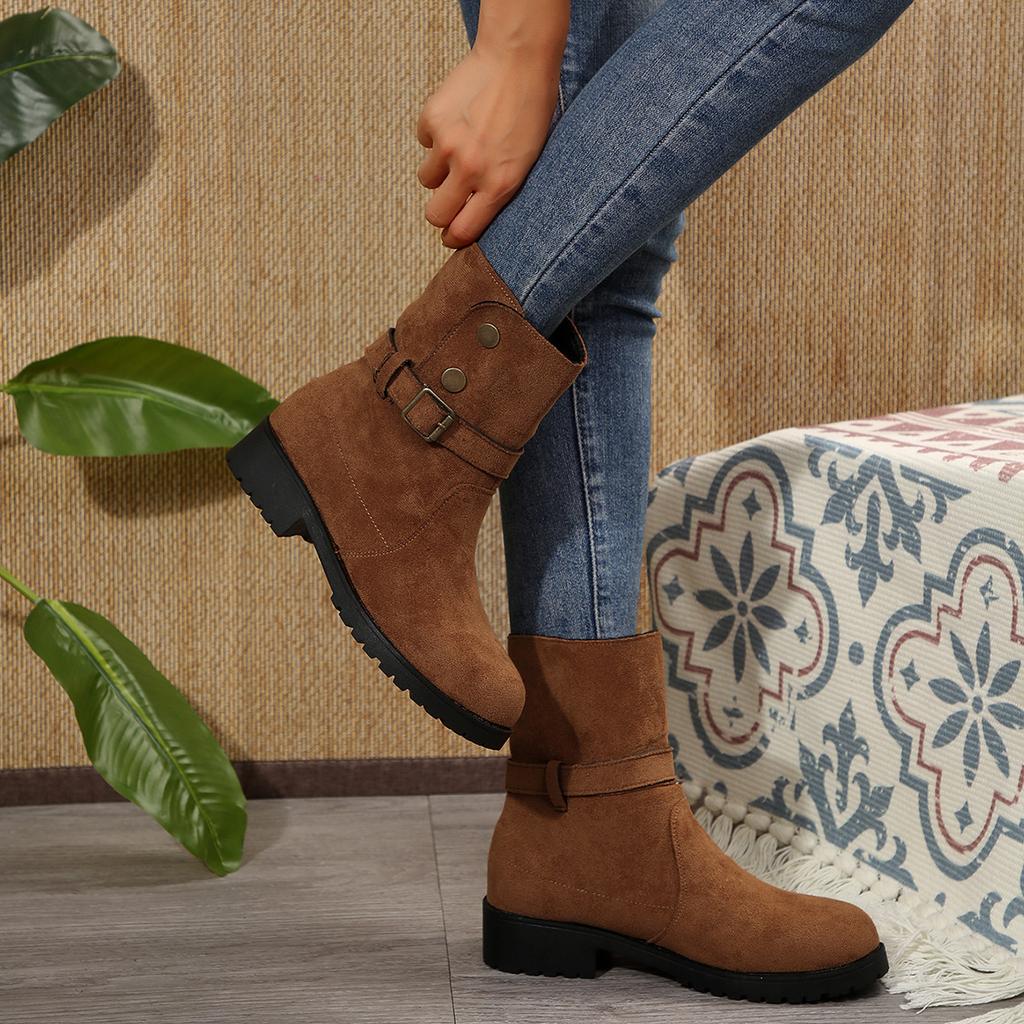 Большой размер короткие ботинки женские новые ретро британский стиль рыцарские ботинки французские средней длины женские ботинки