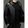 Men's Oil Wax Cowhide Leather Jacket Hooded Jacket Autumn and Winter New Fashion Trend Locomotive Leather Jacket