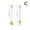 2PCS/set Cherry Blossom Spoon Fork Stainless Steel Coffee Spoons Household Kitchen Star Long Handle Dessert Cake Spooning