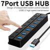 USB 3.0 Hub 7-Port Multi USB Splitter USB Hub, 5Gbps HighSpeed Data Transmission USB Splitter for Laptop, Mobile HDD