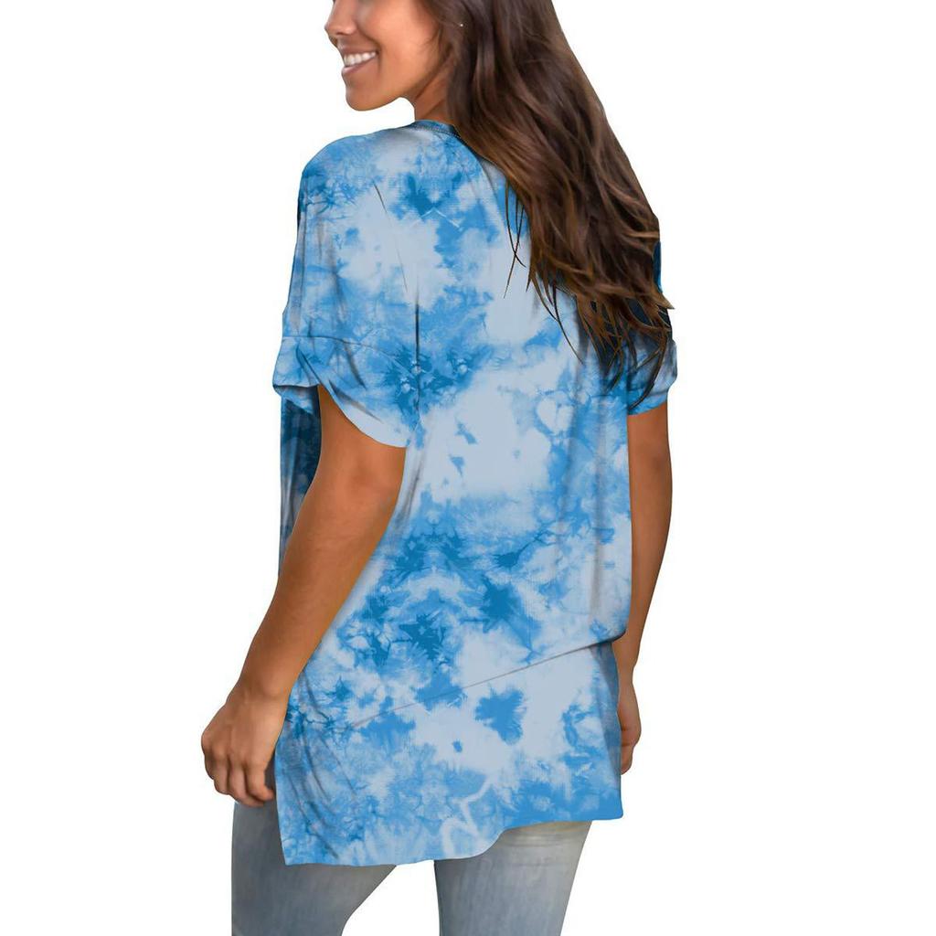 Женская повседневная футболка с v-образным вырезом и короткими рукавами, летние топы с карманом