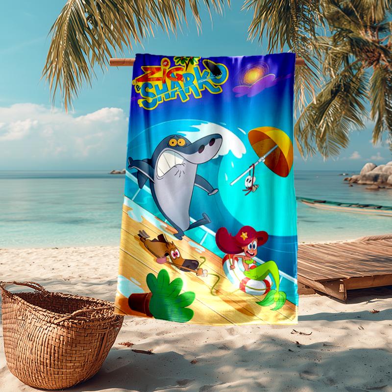 Ultra-Soft Beach Towel with Zig & sharko Theme,Ideal for Pool - Camping, Diving - Perfect Travel Essential, Vibrant Beach Towel.