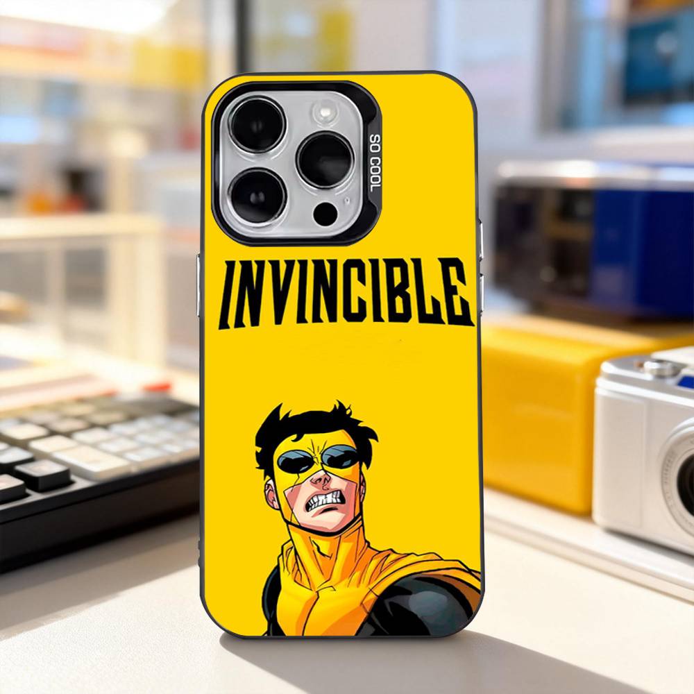 Мультяшный I-Invincibles Крутой Для iPhone 11,12,13,14,15,16,17,Pro,Max,Plus,E,Air,Mini Чехол Для Телефона IMD Матовый Черный